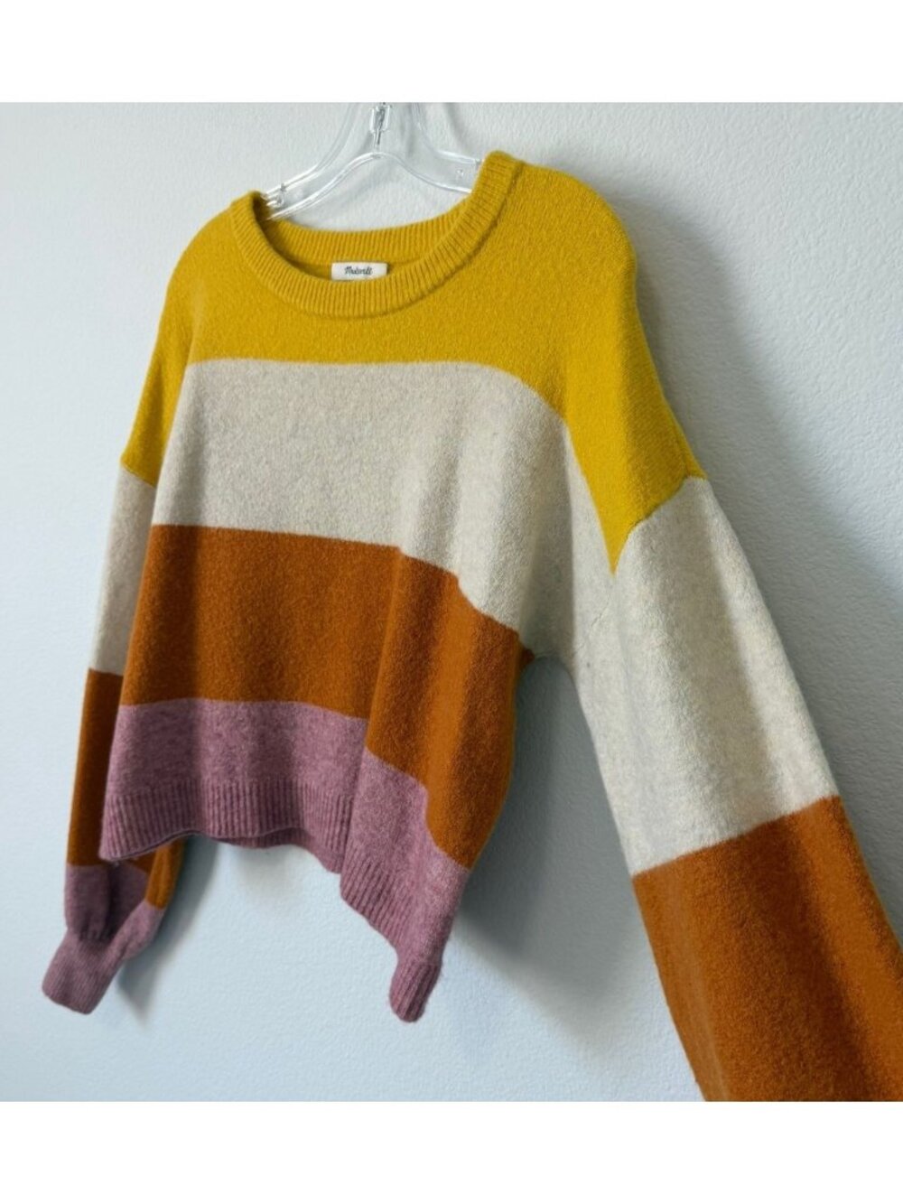 Madewell Wool Blend Long Sleeve Round Neck Multicolor Sweater Women's Size S - Picture 6 of 8